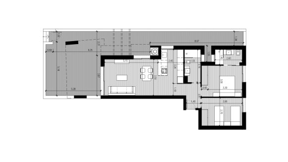 Apartment floor plan, 2 bedrooms in Lo Marabu Bungalows No. 3 (2D)