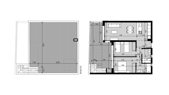 Apartment floor plan, 2 bedrooms in Lo Marabu Bungalows No. 4 (2D)